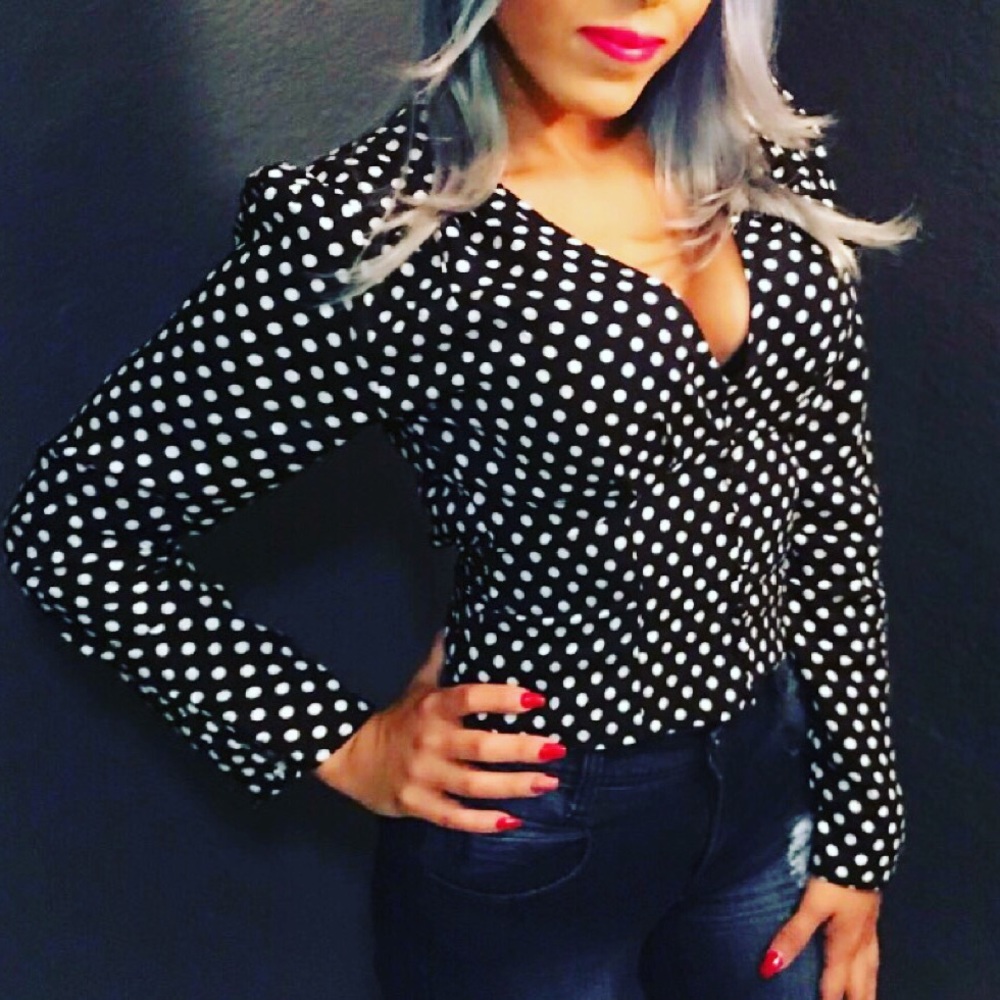Black Polk A Dot Blouse